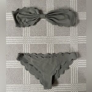 Marysia Swim Scalloped Bikini Set Bathing Suit taupe size medium